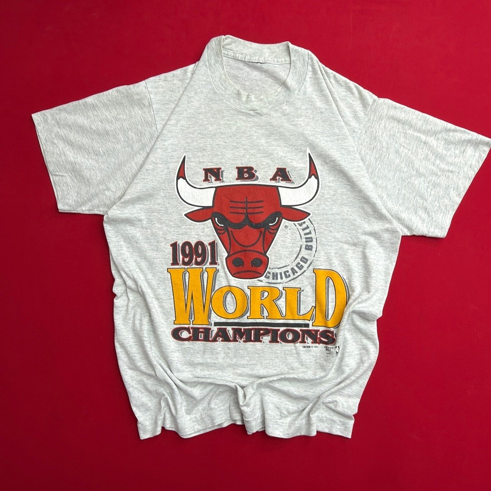 VTG 1991 Chicago Bulls NBA World Champions T-shirt Heather Gray shirt size M